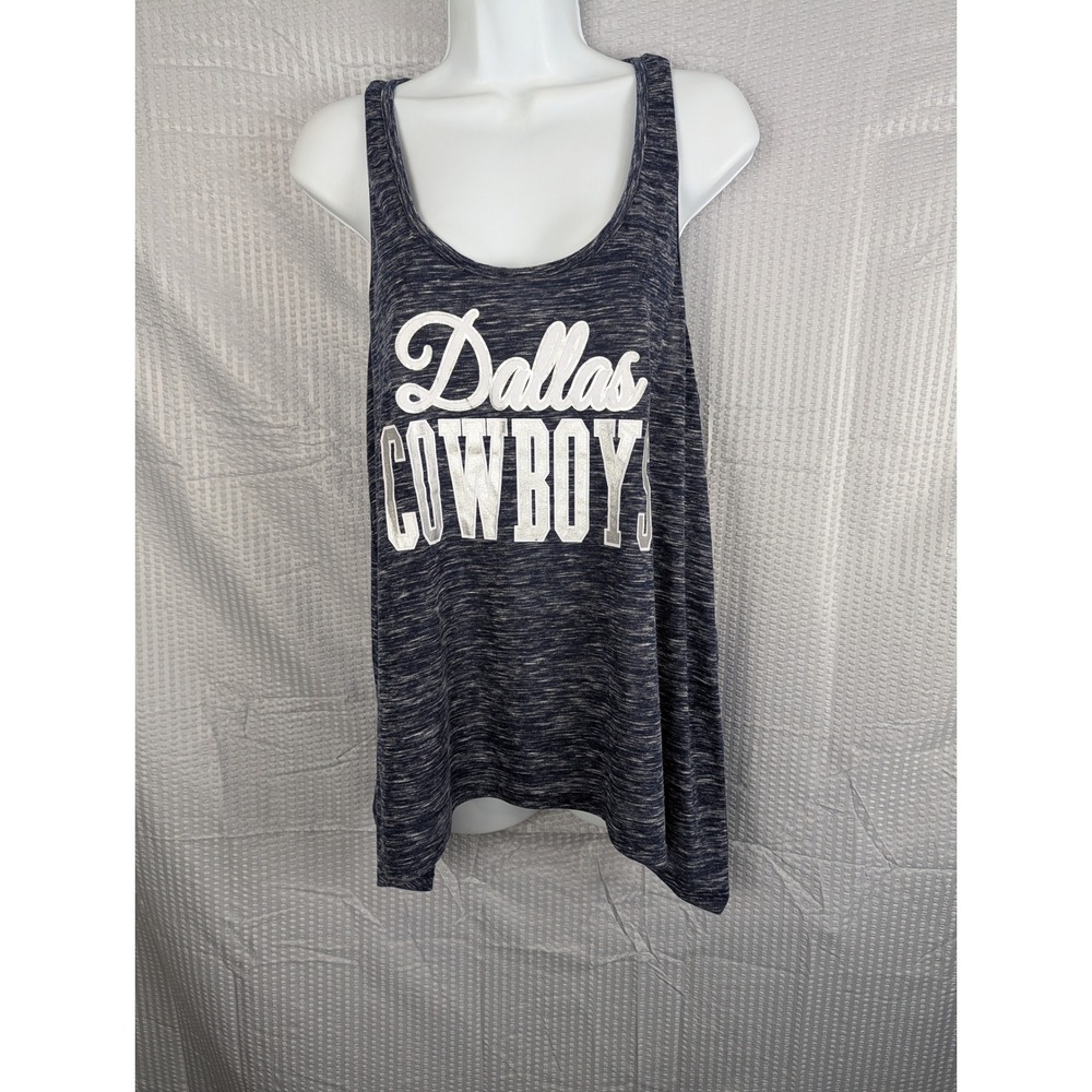 Dallas Cowboys Authentic NFL Womens Large Tank Top Navy Space Dye Racerback